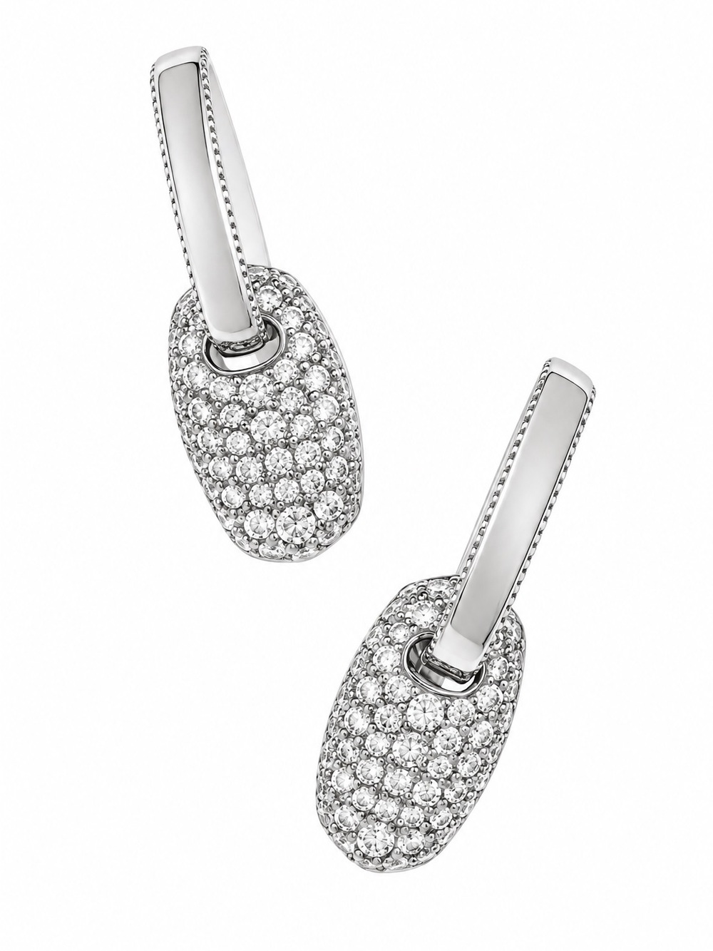 Kendra Scott Bailey Silver Pave Huggie Earrings in White Crystal